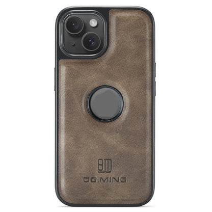 DG.MING For iPhone 14 Case Scratch-proof Full Side Leather Coating Phone Shell