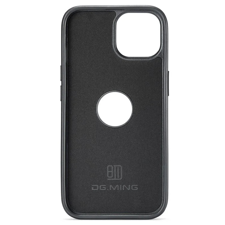 DG.MING For iPhone 14 Case Scratch-proof Full Side Leather Coating Phone Shell