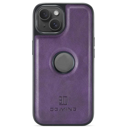 DG.MING For iPhone 14 Case Scratch-proof Full Side Leather Coating Phone Shell