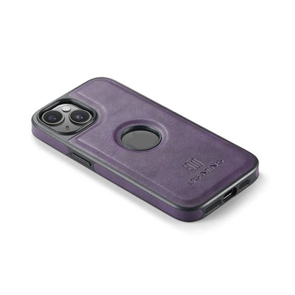 DG.MING For iPhone 14 Case Scratch-proof Full Side Leather Coating Phone Shell