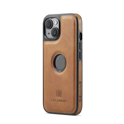 DG.MING For iPhone 14 Plus Case Anti-fall Leather Coated PC+TPU Phone Back Cover