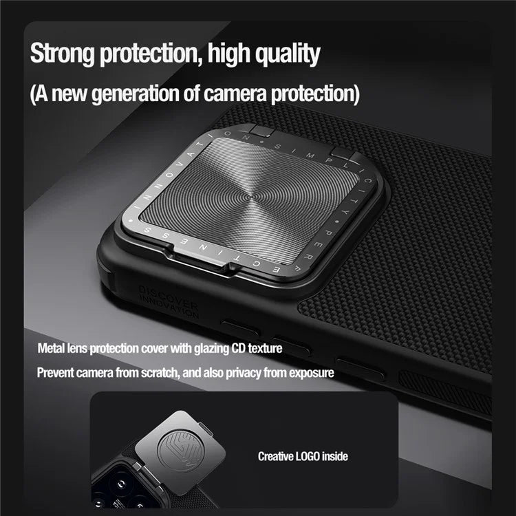 NILLKIN For Xiaomi 14 Case Textured Prop PC+TPU Phone Cover with Lens Cover Kickstand