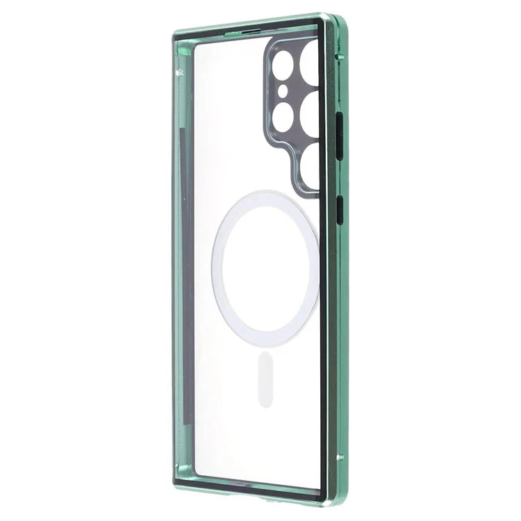 For Samsung Galaxy S23 Ultra Magnetic Case Double-Sided Tempered Glass Phone Cover