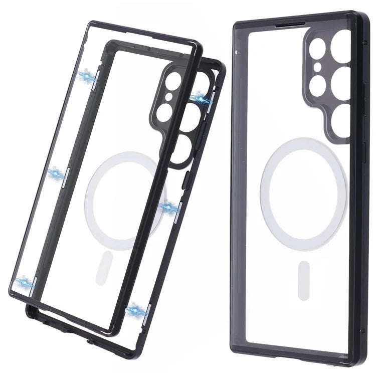 For Samsung Galaxy S23 Ultra Magnetic Case Double-Sided Tempered Glass Phone Cover