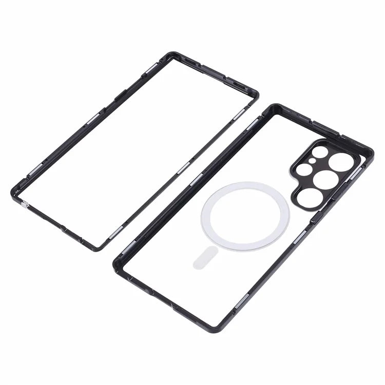 For Samsung Galaxy S23 Ultra Magnetic Case Double-Sided Tempered Glass Phone Cover