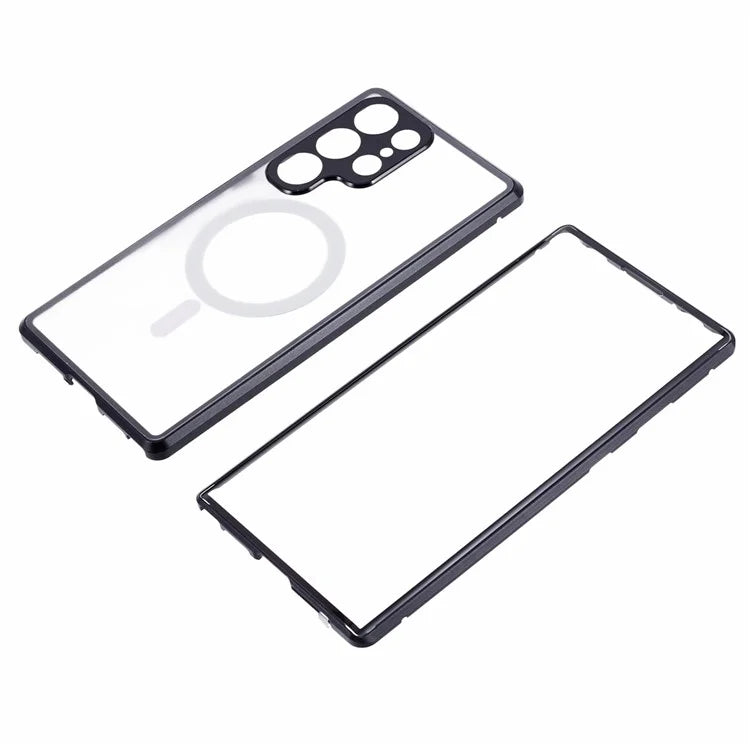 For Samsung Galaxy S23 Ultra Magnetic Case Double-Sided Tempered Glass Phone Cover