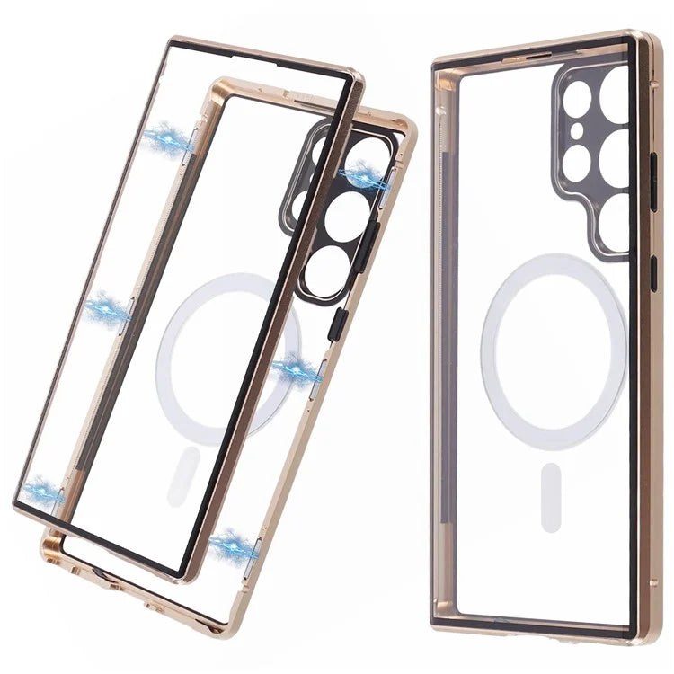 For Samsung Galaxy S23 Ultra Magnetic Case Double-Sided Tempered Glass Phone Cover
