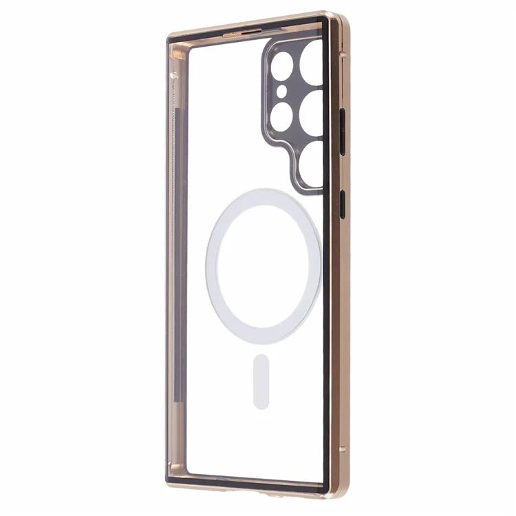 For Samsung Galaxy S23 Ultra Magnetic Case Double-Sided Tempered Glass Phone Cover