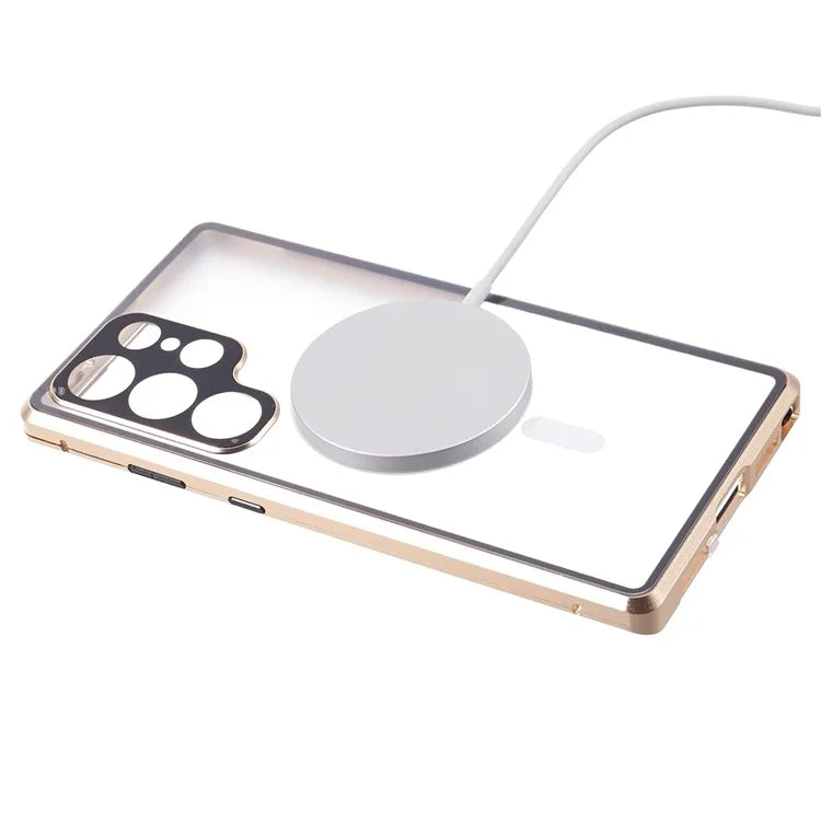 For Samsung Galaxy S23 Ultra Magnetic Case Double-Sided Tempered Glass Phone Cover