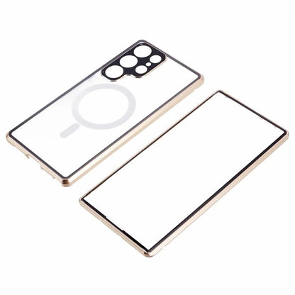 For Samsung Galaxy S23 Ultra Magnetic Case Double-Sided Tempered Glass Phone Cover
