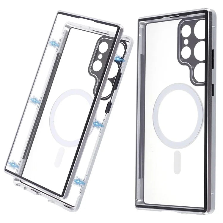 For Samsung Galaxy S23 Ultra Magnetic Case Double-Sided Tempered Glass Phone Cover