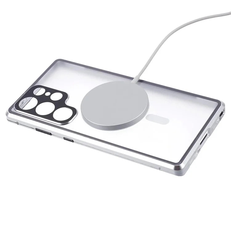 For Samsung Galaxy S23 Ultra Magnetic Case Double-Sided Tempered Glass Phone Cover