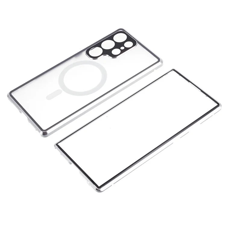 For Samsung Galaxy S23 Ultra Magnetic Case Double-Sided Tempered Glass Phone Cover