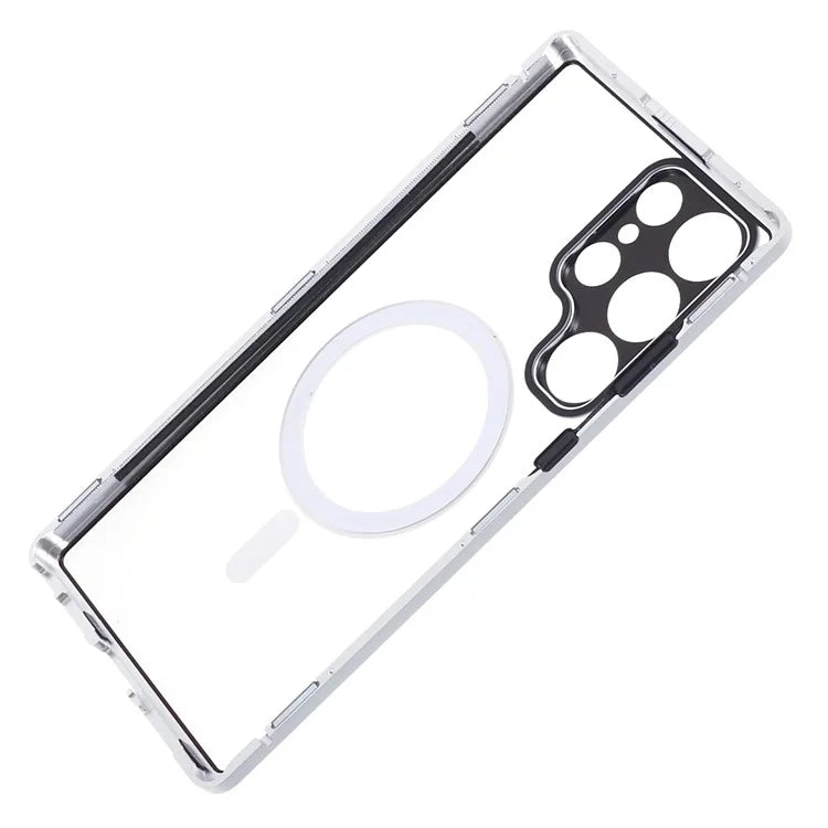 For Samsung Galaxy S23 Ultra Magnetic Case Double-Sided Tempered Glass Phone Cover