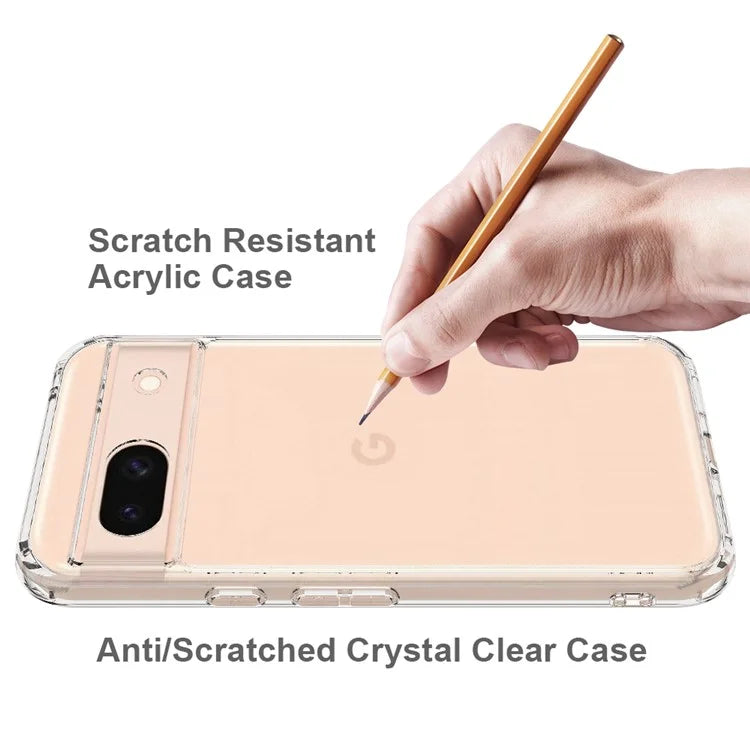For Google Pixel 8a Phone Cover Scratch-Resistant Acrylic+TPU Transparent Case