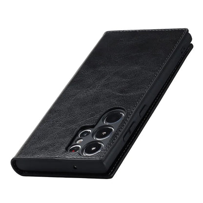 For Samsung Galaxy S23 Ultra Case Crazy Horse Texture Split Leather Wallet Cover