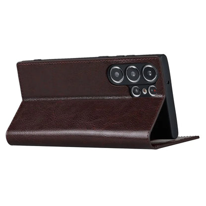 For Samsung Galaxy S23 Ultra Case Crazy Horse Texture Split Leather Wallet Cover