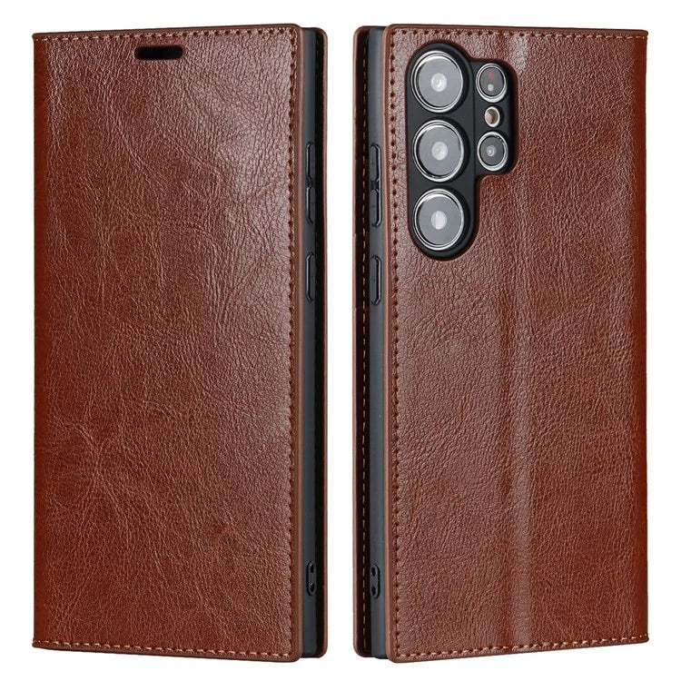 For Samsung Galaxy S23 Ultra Case Crazy Horse Texture Split Leather Wallet Cover