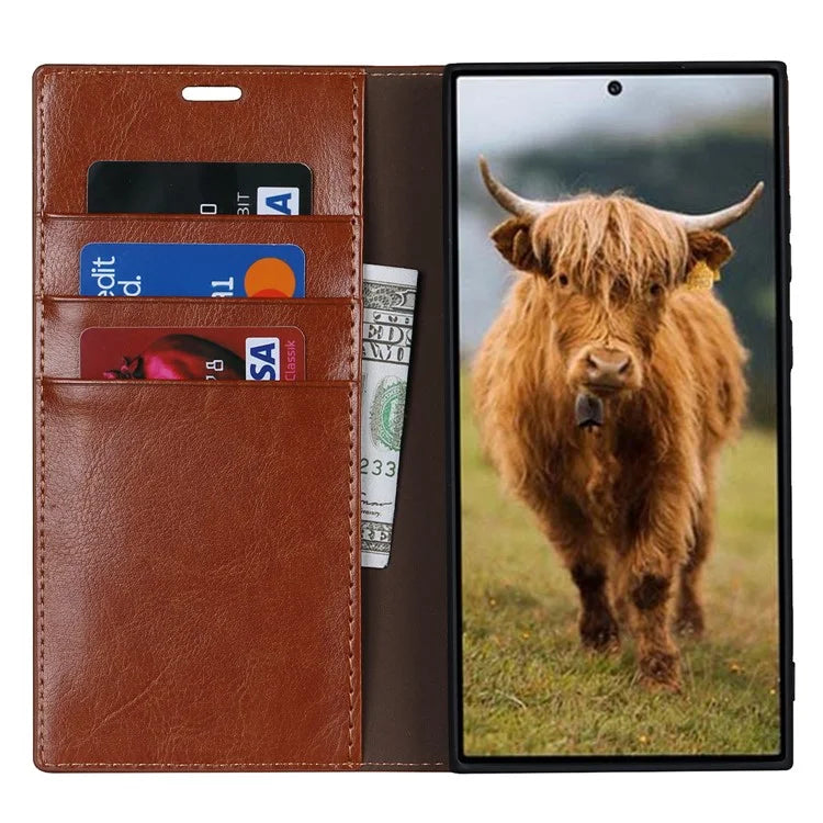 For Samsung Galaxy S23 Ultra Case Crazy Horse Texture Split Leather Wallet Cover