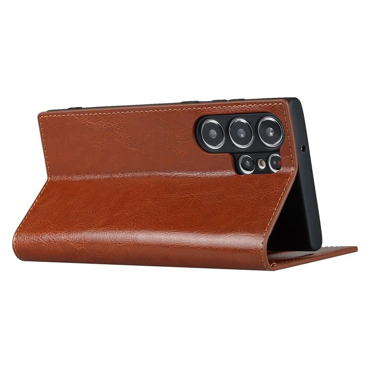 For Samsung Galaxy S23 Ultra Case Crazy Horse Texture Split Leather Wallet Cover
