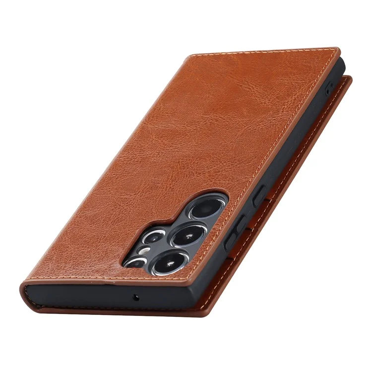 For Samsung Galaxy S23 Ultra Case Crazy Horse Texture Split Leather Wallet Cover