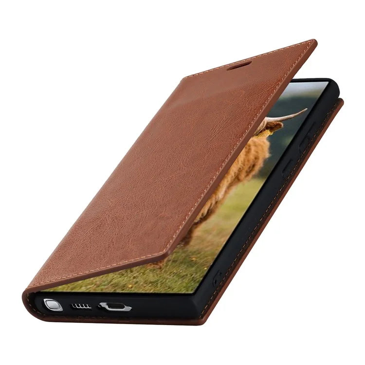 For Samsung Galaxy S23 Ultra Case Crazy Horse Texture Split Leather Wallet Cover