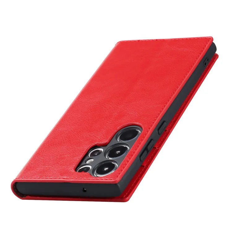 For Samsung Galaxy S23 Ultra Case Crazy Horse Texture Split Leather Wallet Cover
