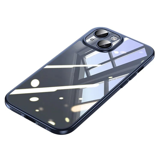 SULADA Titanium Series For iPhone 15 Plus Case Electroplating TPU+PC Phone Cover with Tempered Glass Lens Film