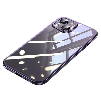 SULADA Titanium Series For iPhone 15 Plus Case Electroplating TPU+PC Phone Cover with Tempered Glass Lens Film