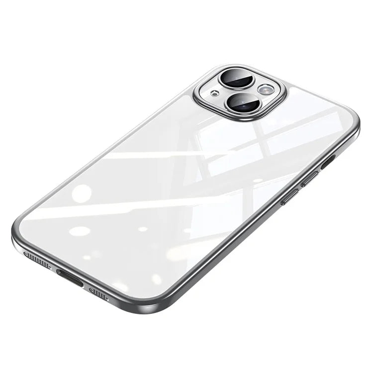 SULADA Titanium Series For iPhone 15 Plus Case Electroplating TPU+PC Phone Cover with Tempered Glass Lens Film