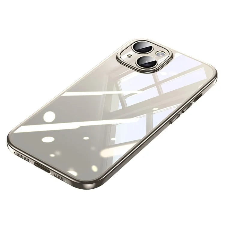 SULADA Titanium Series For iPhone 15 Plus Case Electroplating TPU+PC Phone Cover with Tempered Glass Lens Film