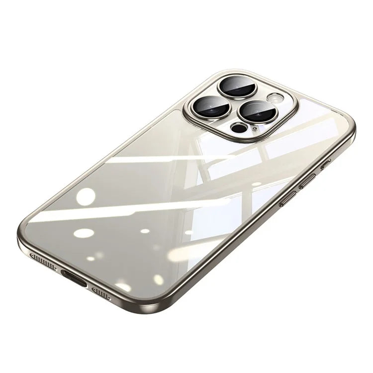 SULADA Titanium Series For iPhone 14 Pro Max Clear Case Electroplating TPU+PC Phone Case with Lens Film