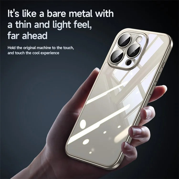 SULADA Titanium Series For iPhone 14 Pro Max Clear Case Electroplating TPU+PC Phone Case with Lens Film