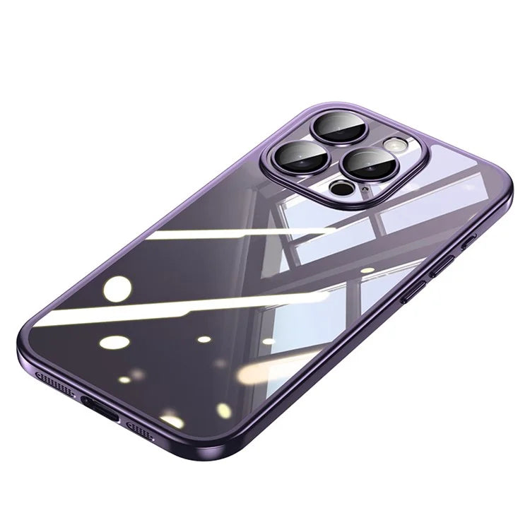 SULADA Titanium Series For iPhone 14 Pro Max Clear Case Electroplating TPU+PC Phone Case with Lens Film