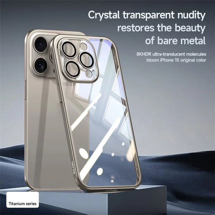 SULADA Titanium Series For iPhone 14 Pro Max Clear Case Electroplating TPU+PC Phone Case with Lens Film
