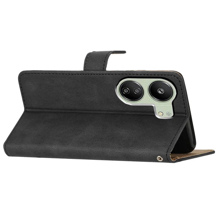 For Xiaomi Redmi 13C 4G / Poco C65 4G Case Crazy Horse Texture Phone Cover with Wrist Strap