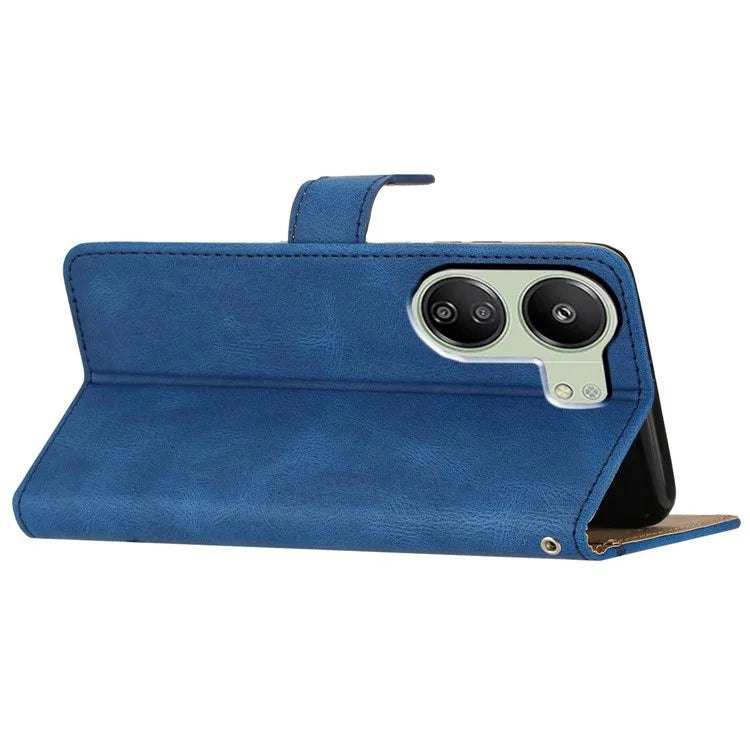 For Xiaomi Redmi 13C 4G / Poco C65 4G Case Crazy Horse Texture Phone Cover with Wrist Strap
