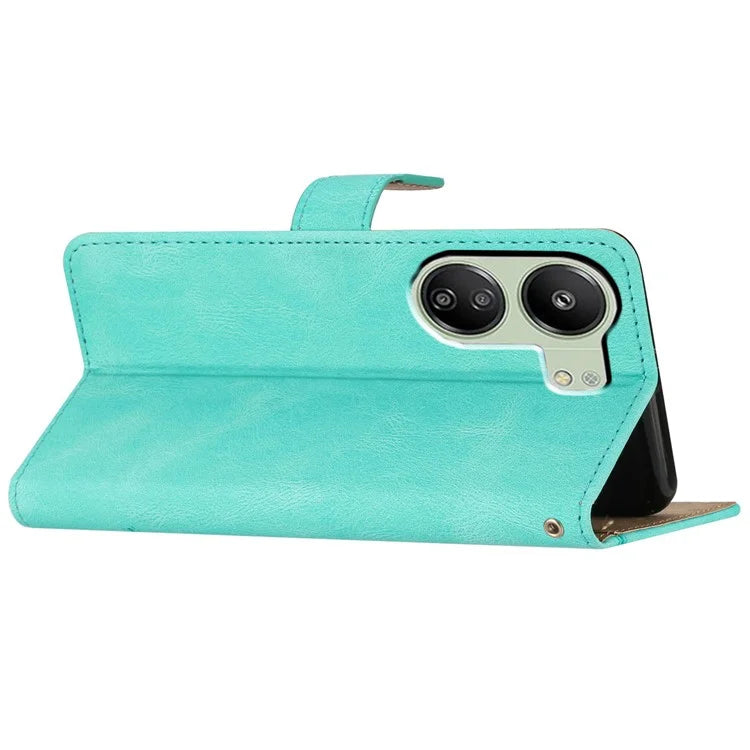 For Xiaomi Redmi 13C 4G / Poco C65 4G Case Crazy Horse Texture Phone Cover with Wrist Strap
