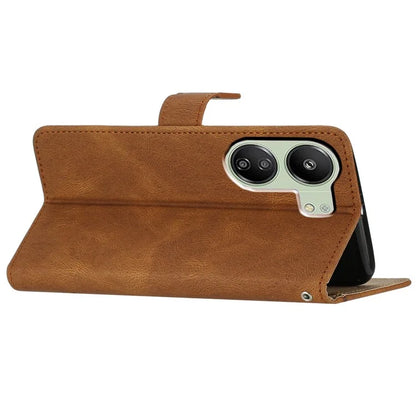 For Xiaomi Redmi 13C 4G / Poco C65 4G Case Crazy Horse Texture Phone Cover with Wrist Strap