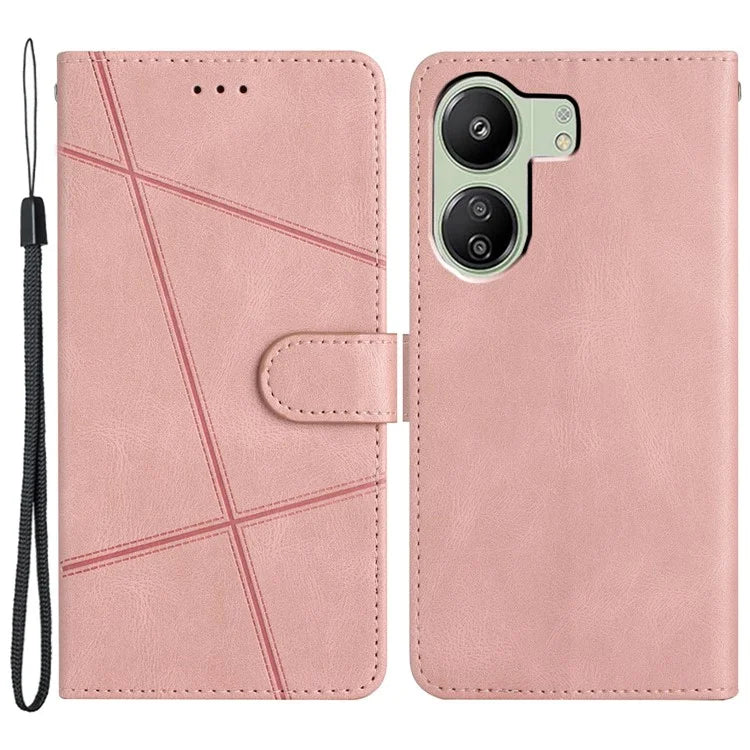 For Xiaomi Redmi 13C 4G / Poco C65 4G Case Crazy Horse Texture Phone Cover with Wrist Strap