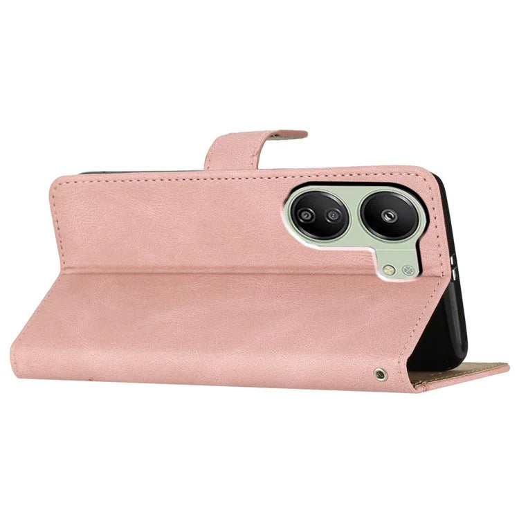 For Xiaomi Redmi 13C 4G / Poco C65 4G Case Crazy Horse Texture Phone Cover with Wrist Strap
