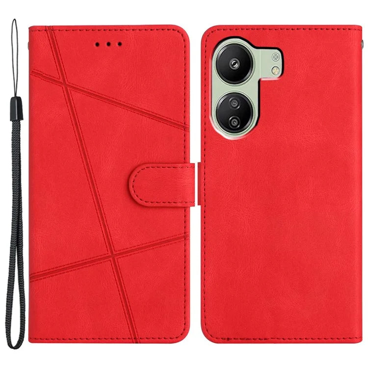 For Xiaomi Redmi 13C 4G / Poco C65 4G Case Crazy Horse Texture Phone Cover with Wrist Strap