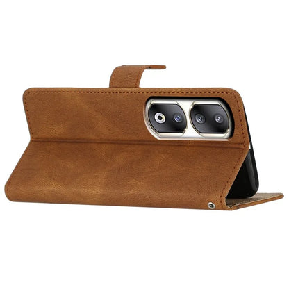 For Honor 90 Pro Case Leather Wallet Imprinted Phone Cover with Hand Strap