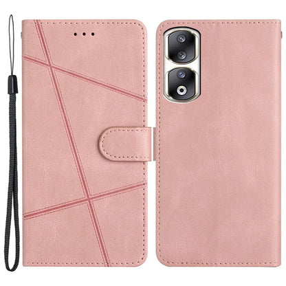 For Honor 90 Pro Case Leather Wallet Imprinted Phone Cover with Hand Strap