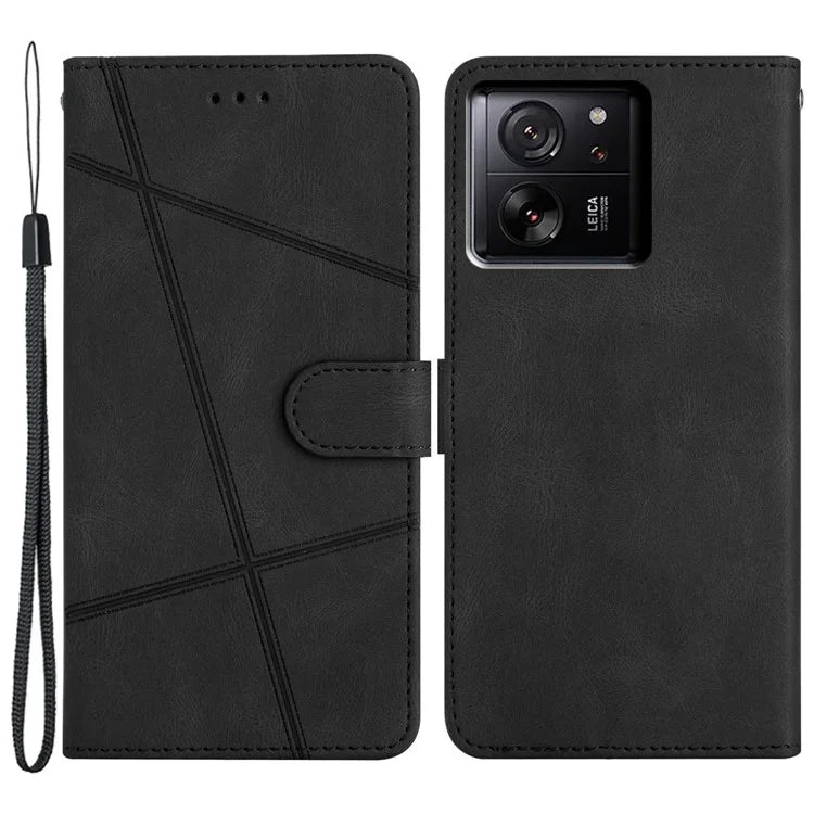 For Xiaomi 13T / 13T Pro / Redmi K60 Ultra Magnetic Case Imprinted Lines Wallet Phone Cover