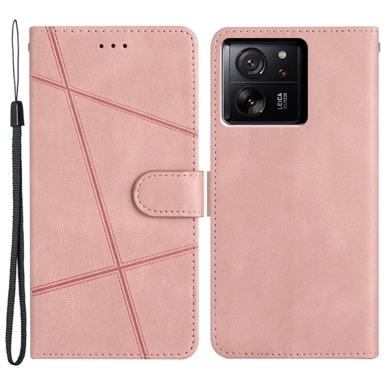 For Xiaomi 13T / 13T Pro / Redmi K60 Ultra Magnetic Case Imprinted Lines Wallet Phone Cover