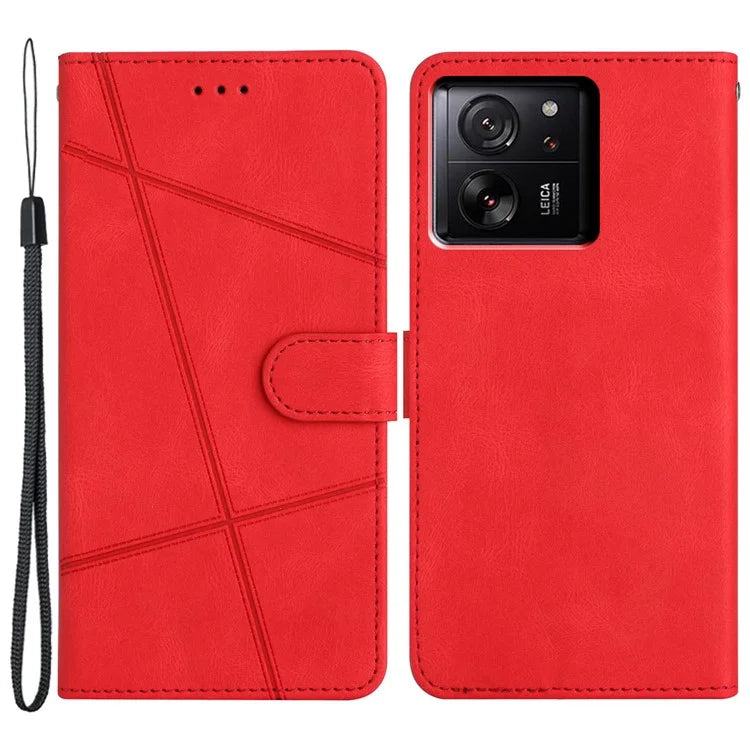 For Xiaomi 13T / 13T Pro / Redmi K60 Ultra Magnetic Case Imprinted Lines Wallet Phone Cover