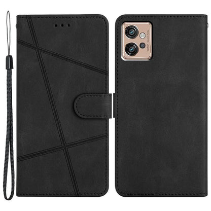 For Motorola Moto G32 4G Case PU Leather Imprinted Phone Protector with Wrist Strap