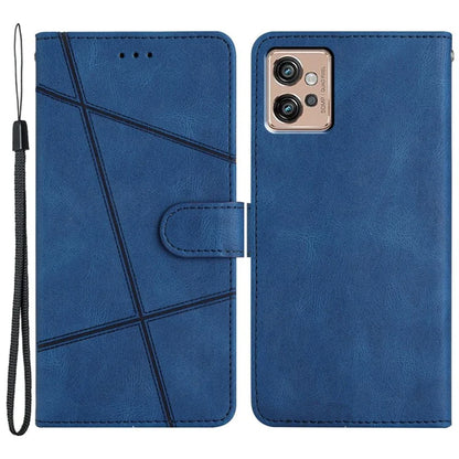 For Motorola Moto G32 4G Case PU Leather Imprinted Phone Protector with Wrist Strap
