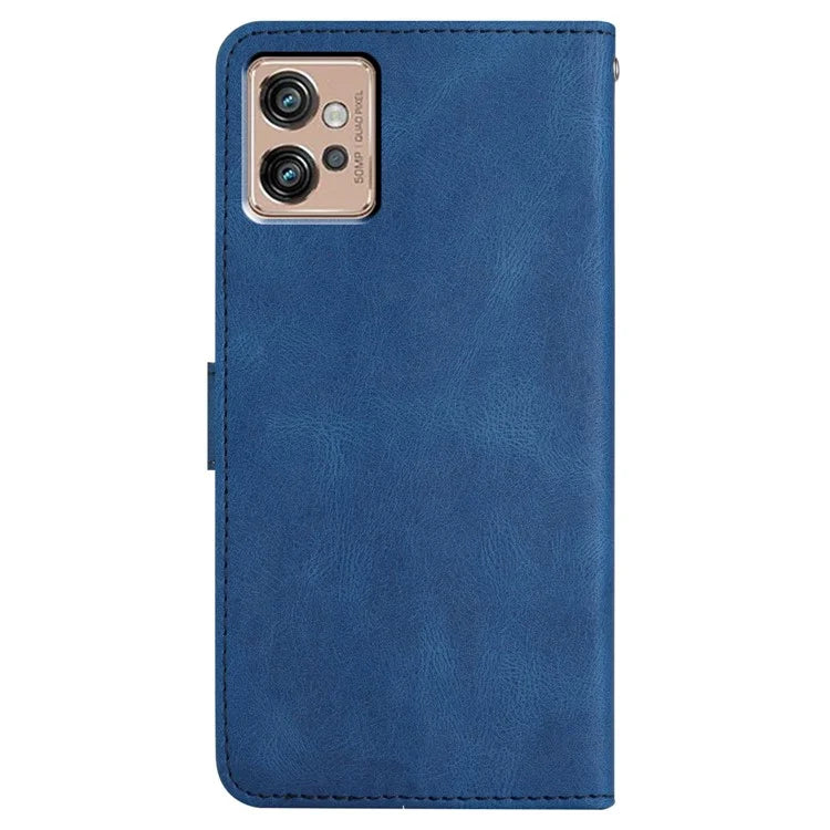 For Motorola Moto G32 4G Case PU Leather Imprinted Phone Protector with Wrist Strap